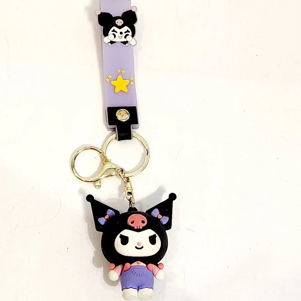 Sanrio‎ Kuromi Keychain and Purple HAPPY Lanyard
